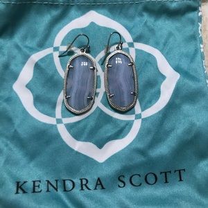 New Kendra Scott Elle Earrings Blue Lace Agate